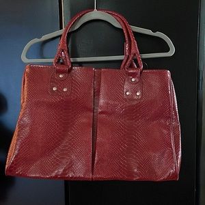 Faux leather red oversized handbag